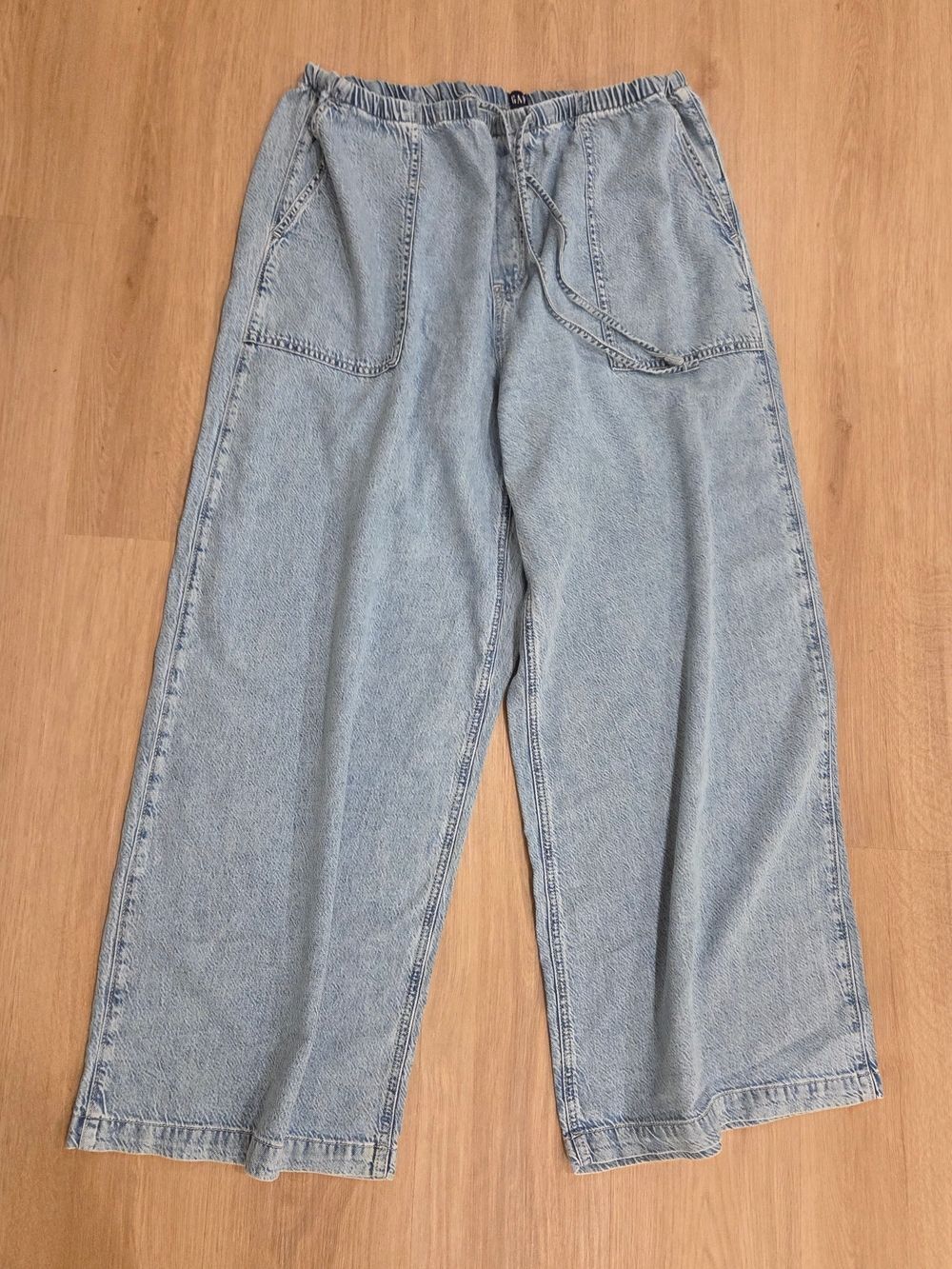 GAP Baggy Easy Jeans XXL/20 Light Wash Wide Leg Drawstring Y2K Relaxed Denim